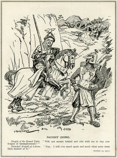 El Partido Laborista se niega a unirse a Lloyd George para matar al dragón del desempleo, 1921 de Leonard Raven Hill