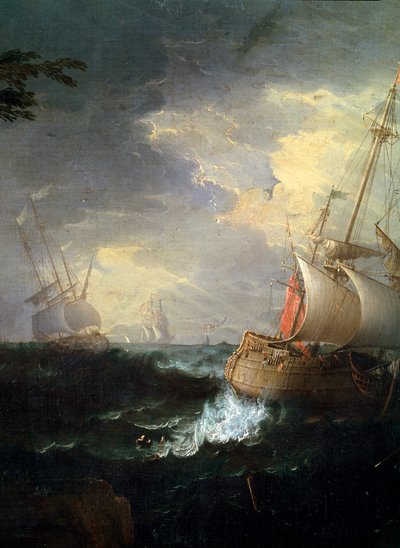 Mar tormentoso, c. 1700-1750 (detalle) de Leonardo Coccorante