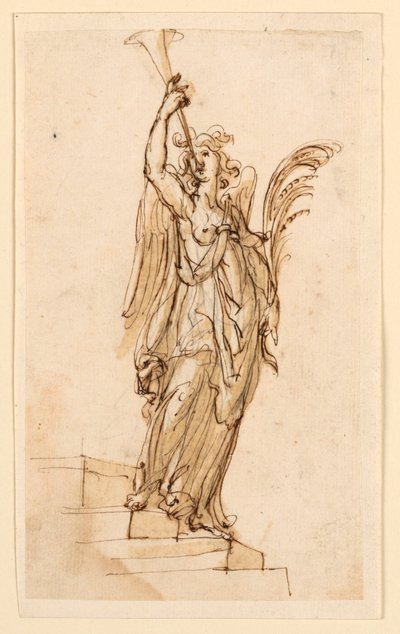Diseño para Escultura: Ángel Tocando Trompeta de Leonardo Scaglia