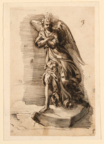 Diseño para Escultura: Ángel en Adoración de Leonardo Scaglia