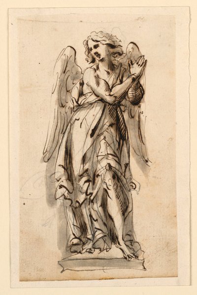 Diseño para escultura, ángel en adoración de Leonardo Scaglia