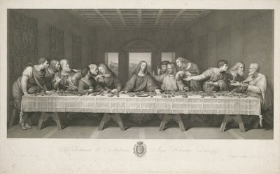 La Última Cena, dibujada por Teodoro Matteini, grabada por Raphael Morghen de Leonardo da (after) Vinci