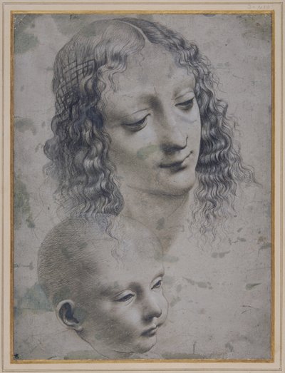 La cabeza de una mujer y la cabeza de un bebé de Leonardo da (follower of) Vinci
