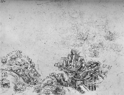 Una Inundación Rompiendo en un Valle, c1480 1945 de Leonardo da Vinci