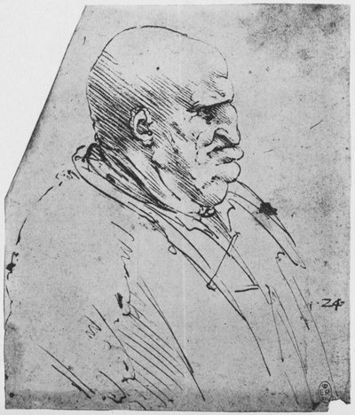 Un perfil grotesco de un hombre hacia la derecha, c1480 1945 de Leonardo da Vinci