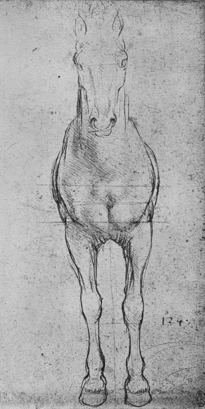 Un caballo visto de frente, c1480 1945 de Leonardo da Vinci