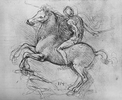 Un jinete pisoteando a un enemigo caído, c1480 1945 de Leonardo da Vinci