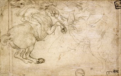 Un jinete en combate con un grifo, siglo XVI de Leonardo da Vinci