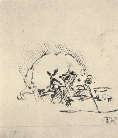 Unicornio sumergiendo su cuerno en el agua de Leonardo da Vinci