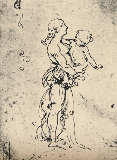 Una mujer llevando a un niño, c. 1481, 1945 de Leonardo da Vinci