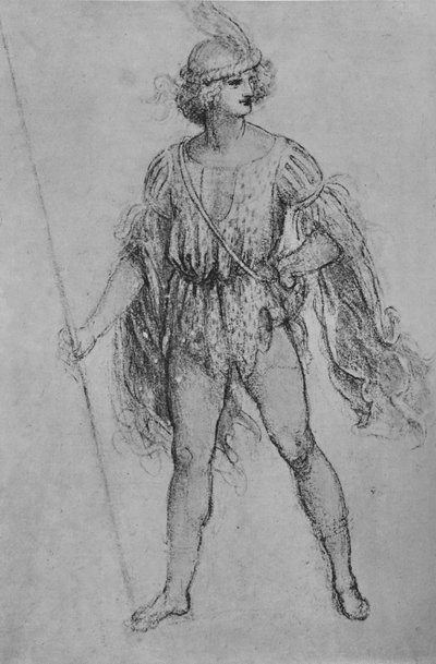 Un joven con una lanza, c. 1480 1945 de Leonardo da Vinci
