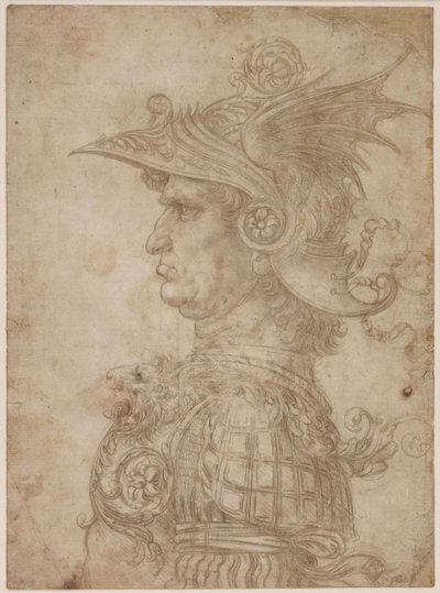 Busto de un guerrero de perfil a la izquierda, 1475-1480 de Leonardo da Vinci