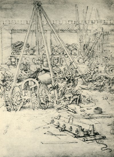 Una escena en un arsenal, c1485-1490, 1943 de Leonardo da Vinci
