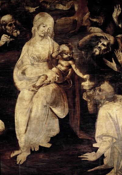 Adoración de los magos (detalle) de Leonardo da Vinci