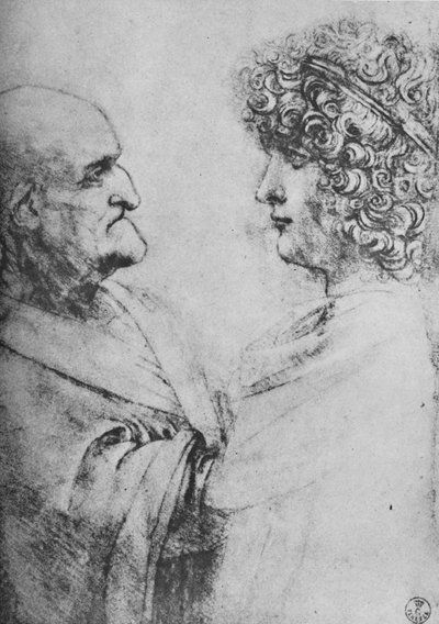 Un Hombre Mayor y un Joven Frente a Frente, c1480 1945 de Leonardo da Vinci
