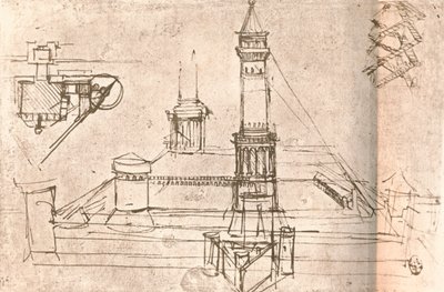 Arquitectura para castillos, c1472-c1519, 1883 de Leonardo da Vinci
