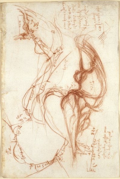 Arundel 263, f.149, Croquis planimétricos del río Arno; apuntes sobre la gestion del agua de Leonardo da Vinci