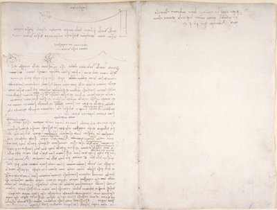 Arundel 263, f.166v, f.163 Notas y diagramas sobre el vuelo de las aves, de 