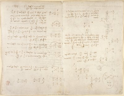 Arundel 263, f.220v, f.221, Notas; cálculos matemáticos, de 
