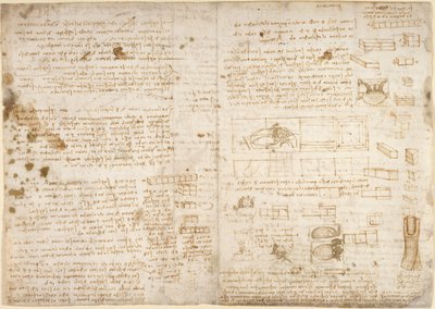 Arundel 263, f.223 Notas, diagramas y bocetos del 