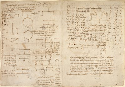 Arundel 263, f.228v, f.227 Notas y diagramas sobre mecánica del 