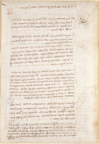 Arundel 263, f.25v Notas y bocetos sobre la erosión causada por el agua, de 
