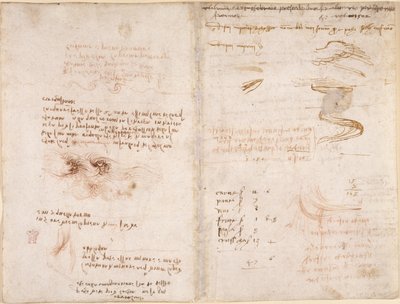 Arundel 263, f.278v, f.271 Notas sobre el sentido de la realidad en los sueños, sobre el agua y los ríos Sieve y Arno (al revés), de 