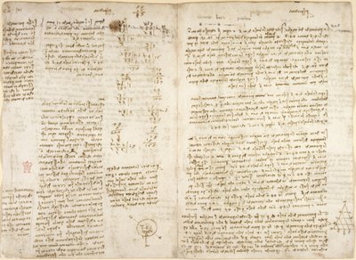 Arundel 263, f.279v f.280, Apuntes, cálculos matemáticos y diagrama titulado 