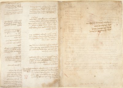 Arundel 263, f.37v, f.38r Notas sobre mecánica, de 