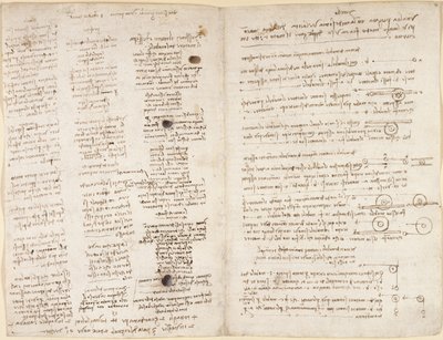 Arundel 263, f.42v, f.43 Textos breves de las profecías de Leonardo (