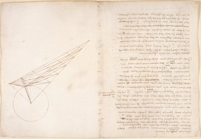 Arundel 263, f.46v, f.57 Diagrama sobre óptica, relativo al problema de Alhazen, del 