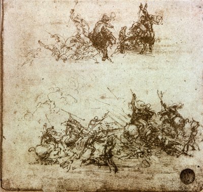 Estudio de la batalla de Anghiari de Leonardo da Vinci