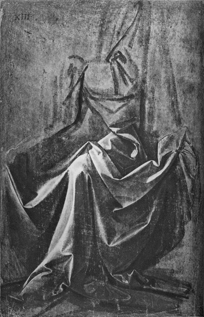 Molde de drapeado para una figura sentada, c1475 1945 de Leonardo da Vinci