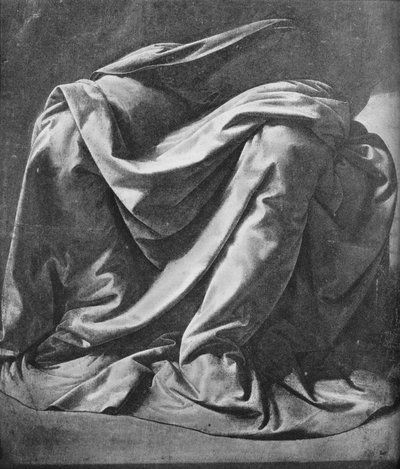 Molde de drapeado para las piernas de una figura sentada, 1470-1484, 1945 de Leonardo da Vinci