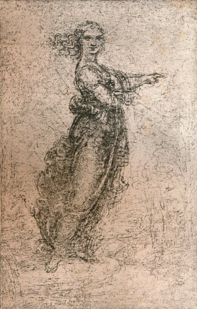 Dibujo a carbón de una figura femenina, c1472-c1519 de Leonardo da Vinci