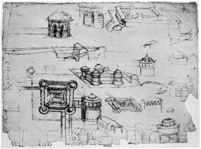 Diseños para una fortaleza, 1500-1505 de Leonardo da Vinci