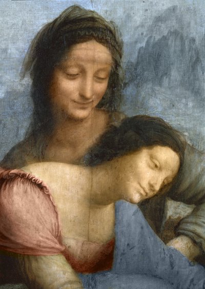 Detalle de la Virgen y Santa Ana de La Virgen y el Niño con Santa Ana, c.1510 (óleo sobre tabla) de Leonardo da Vinci
