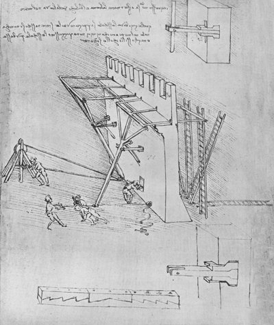 Dispositivo para Repeler Escaleras de Asalto, c1480 1945 de Leonardo da Vinci