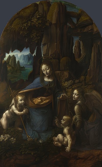 La Virgen de las Rocas (para el altar de San Francesco en Milán). Aproximadamente 1491/92-99 y 1506-08 de Leonardo da Vinci