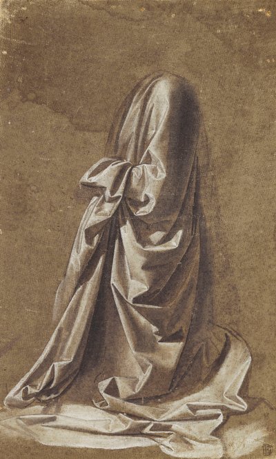 Estudio de drapeado para una figura arrodillada de Leonardo da Vinci