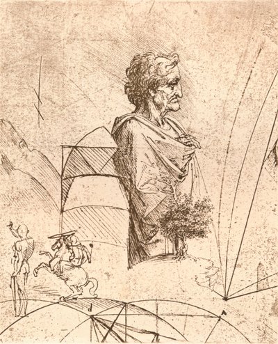 Dibujo de un busto y bocetos menores, c1472-c1519 1883 de Leonardo da Vinci