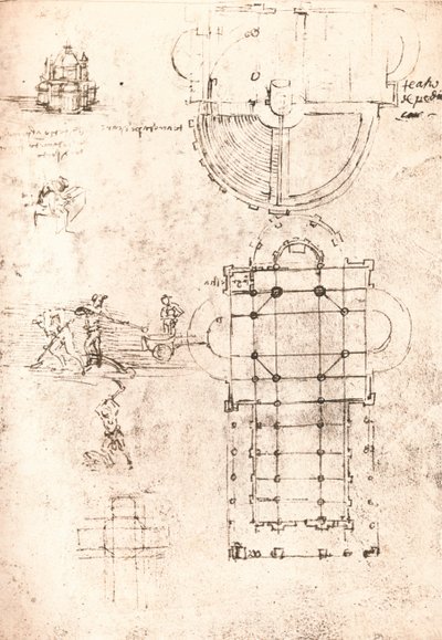 Dibujo de iglesias de Leonardo da Vinci