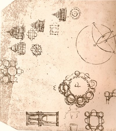 Dibujo de arquitectura eclesiástica, c. 1472-1519 de Leonardo da Vinci