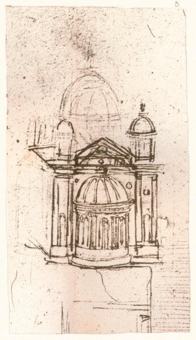 Dibujo de arquitectura eclesiástica, c1472-c1519 1883 de Leonardo da Vinci