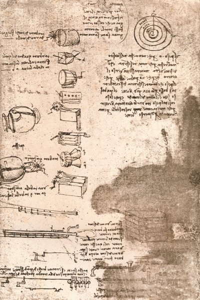 Dibujo de instrumentos musicales y otros objetos, c. 1472-c. 1519, 1883 de Leonardo da Vinci