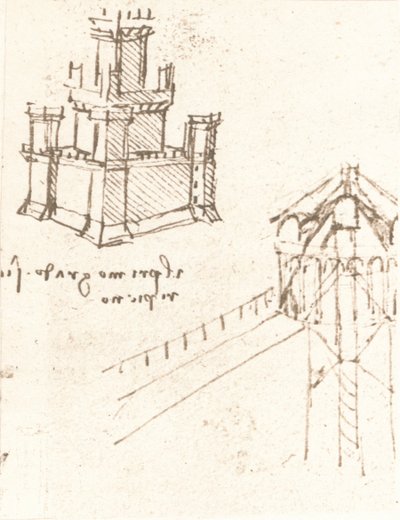 Dibujo de proyectos para castillos y villas de Leonardo da Vinci