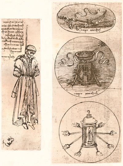 Dibujos de Bernardo di Bandino Baroncelli colgado, y emblemas, c1472-c1519 de Leonardo da Vinci