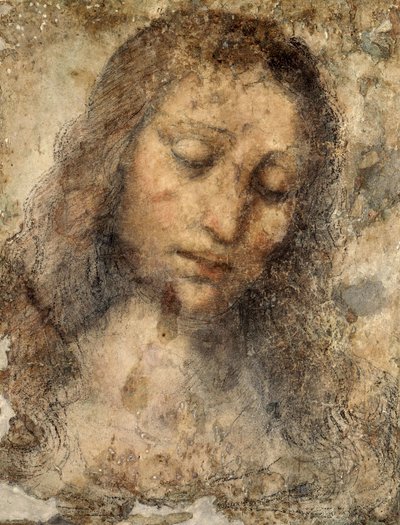 Rostro de Jesucristo, de la escuela de Leonardo, copia de la Última Cena de Leonardo da Vinci (1452-1519) de Leonardo da Vinci