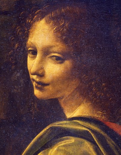 Rostro de ángel, detalle de la Virgen de las Rocas de Leonardo da Vinci