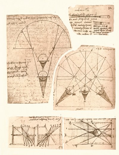 Cinco diagramas que ilustran la teoría de la luz y la sombra, c1472-c1519 1883 de Leonardo da Vinci